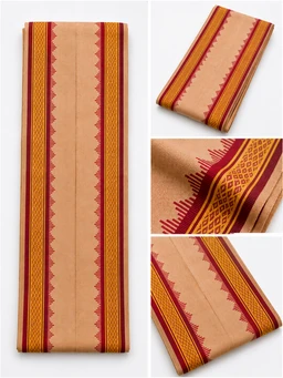 Uttorio Premium Pure Cotton Maroon & Gold Traditional Uttorio – 2 Meter