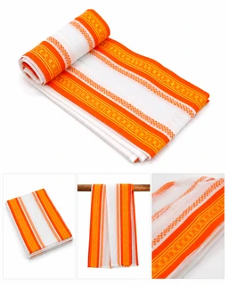 Uttorio Classic Orange Border Mix Cotton Uttorio – 2 Meter Traditional Uttorio