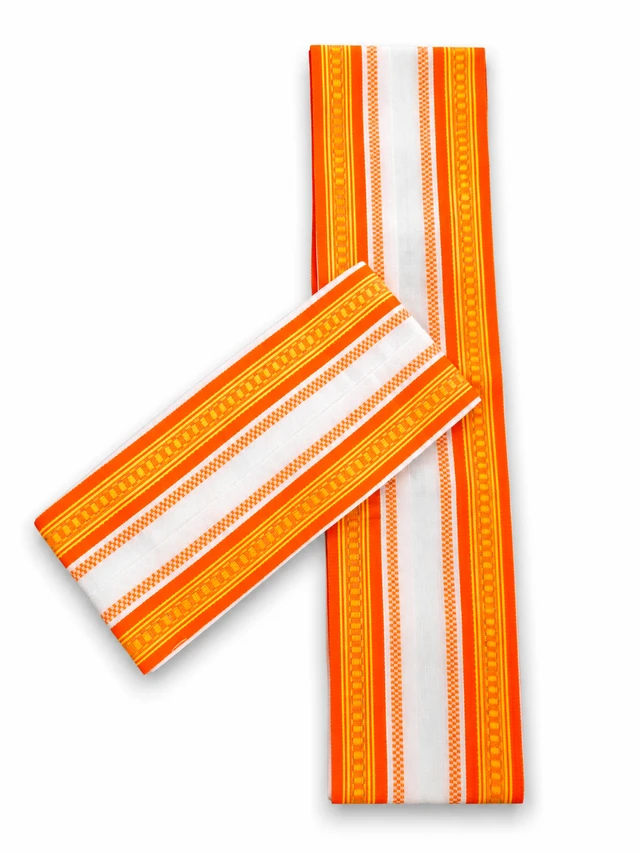Classic Orange Border Mix Cotton Uttorio – 2 Meter Traditional Uttorio