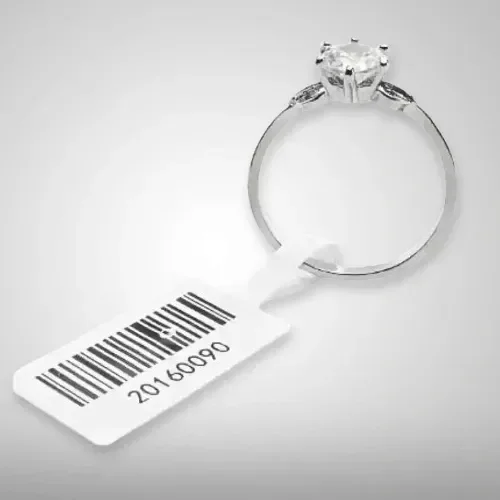 81mm x 12mm Jewellery Hallmark Labels | glossy | Non-Tearable Polyester | Black Print | Fully Self Adhesive | 3000 PCS Roll | Premium Jewellery Price Tags