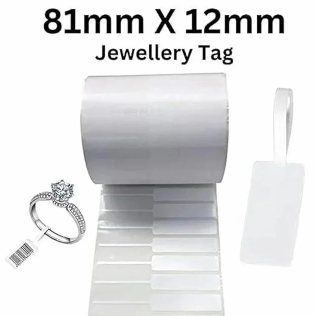 81mm x 12mm Jewellery Hallmark Labels | glossy | Non-Tearable Polyester | Black Print | Fully Self Adhesive | 3000 PCS Roll | Premium Jewellery Price Tags