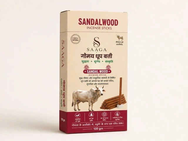 SAAGA COW DUNG DHOOP STICKS COMBO PACK OF 9 PCS IN 9 DIFFERENT FREGNANCE 100 GM EACH BOX
