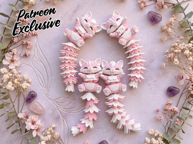 Fluffy Tail Cute Flexi Cat Keychain