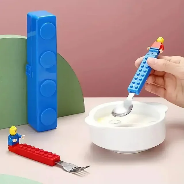 Blocks Lego Theme Folk And Spoon Set Kids