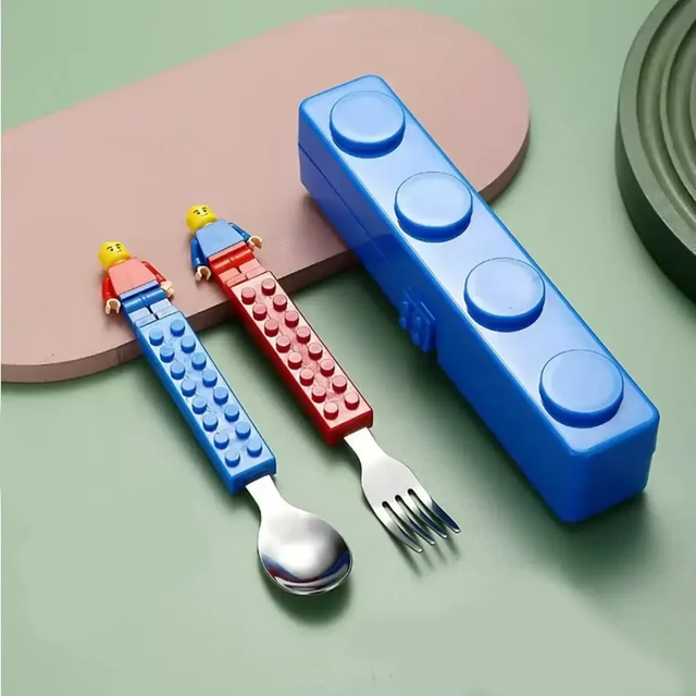 Blocks Lego Theme Folk And Spoon Set Kids