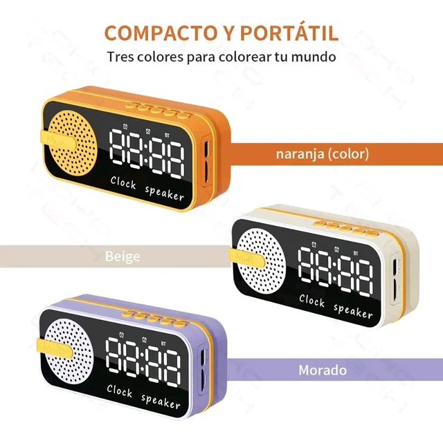 2 in 1 Premium Mini Alarm Clock and High Definition Bluetooth Speaker