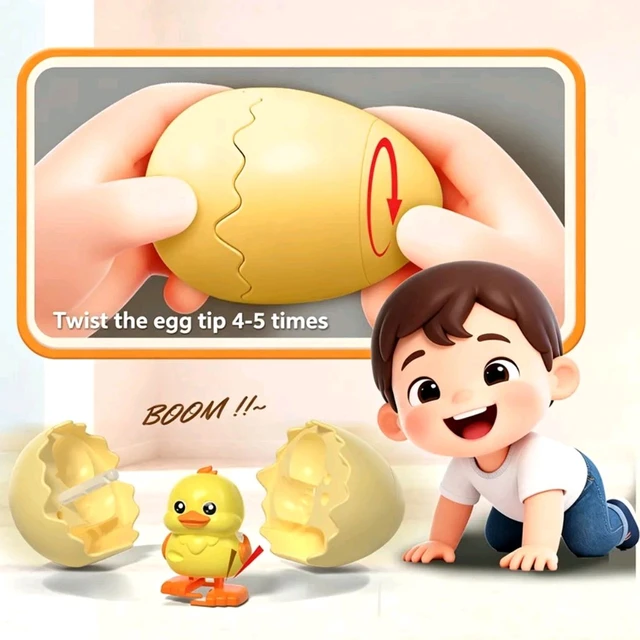 Wind-Up Surprise Egg Toy - Pop-Out Walking Animal (Pack of 1)
