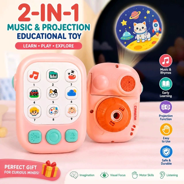 2-in-1 Music & Projection Educational Toy – Learning, Rhymes & Night Projection | Pack of 1