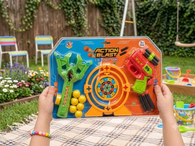Ultimate Action Blast Play Set | 2-in-1 Indoor/Outdoor Shooting Game with Target Board