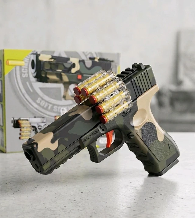 Camouflage Soft Bullet Toy Gun with Rotary Magazine – Safe Foam Dart Blaster