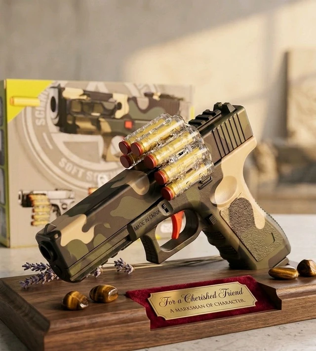 Camouflage Soft Bullet Toy Gun with Rotary Magazine – Safe Foam Dart Blaster