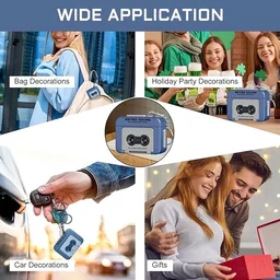 Pack of 2: Retro Sound Mini Cassette Player Keychain with Voice Recording & Music