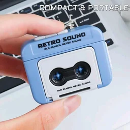 Pack of 2: Retro Sound Mini Cassette Player Keychain with Voice Recording & Music