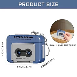 Pack of 2: Retro Sound Mini Cassette Player Keychain with Voice Recording & Music