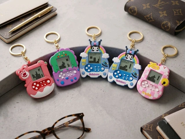 Pack Of 2- Playable Mini Tetris Game Console Keychain