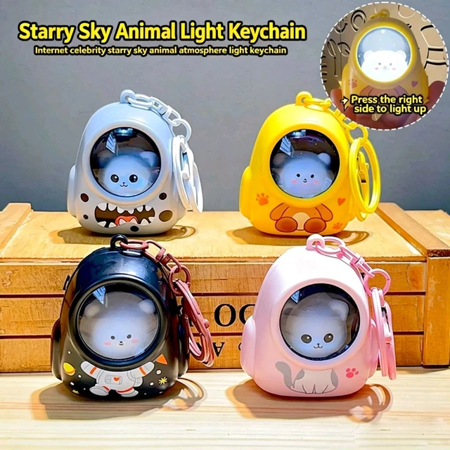 LED Light-Up Starry Sky Keychain - Pack of 2 | Cute Glowing Backpack Charm (Assorted Designs)