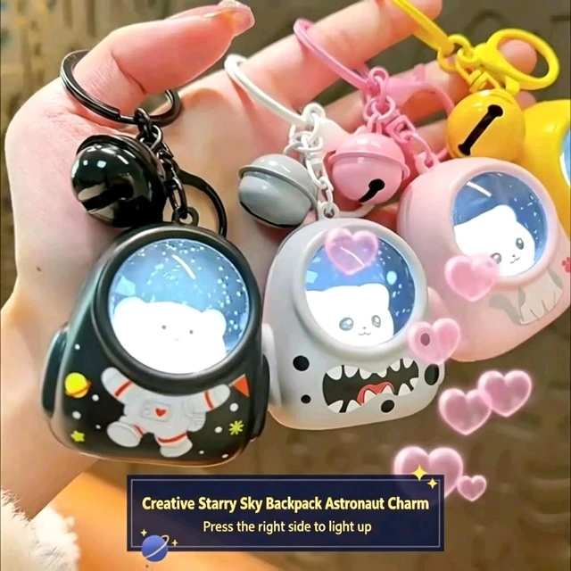 LED Light-Up Starry Sky Keychain - Pack of 2 | Cute Glowing Backpack Charm (Assorted Designs)