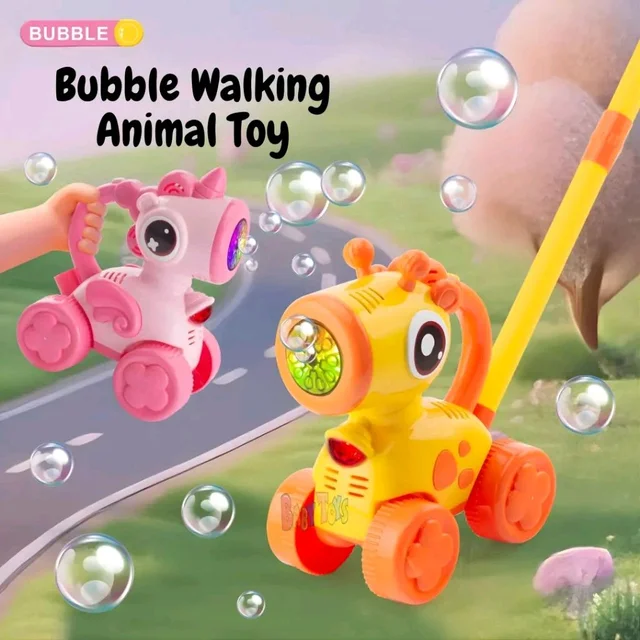 Giraffe Push & Walk Bubble Machine Toy