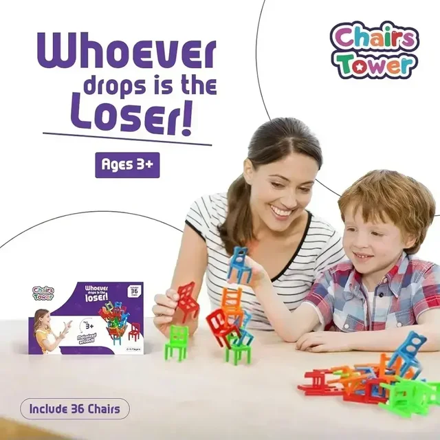 Chair Tower 36 Pieces Chair Stacking Balancing Game Of Kids