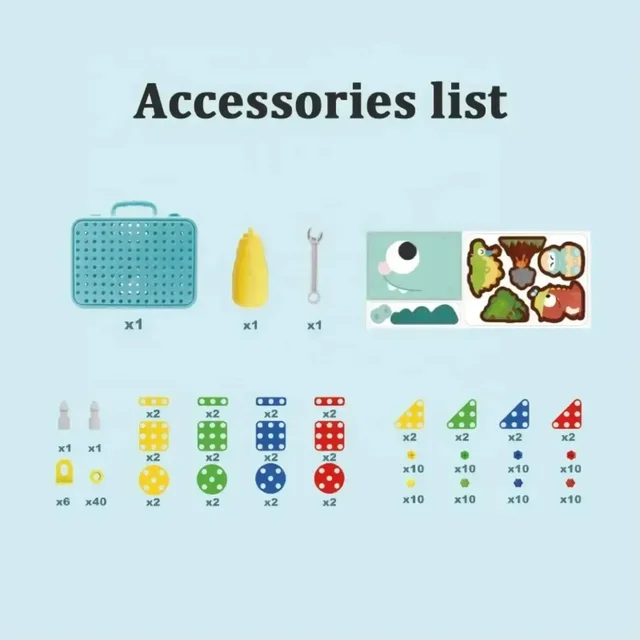 Dinosaur Building Blocks Set 163 Pieces with Drill Screwdriver