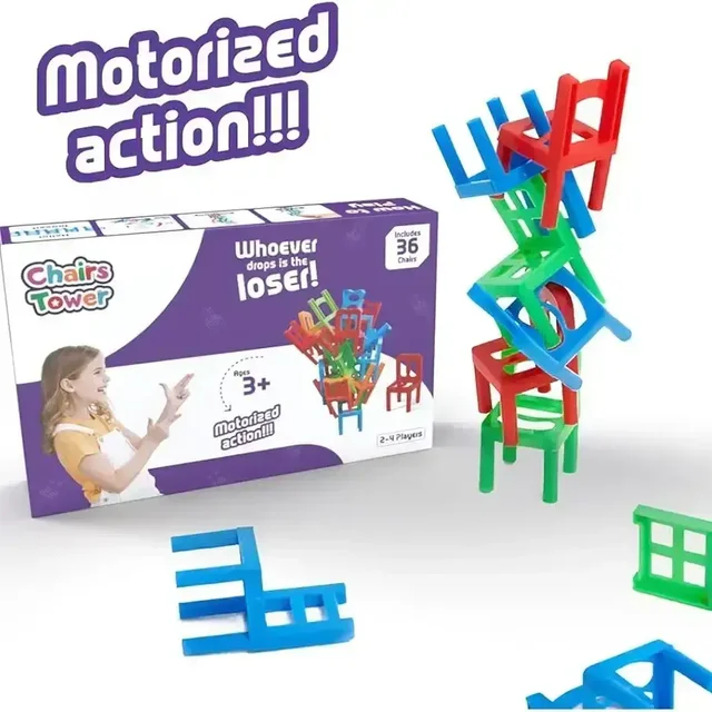 Chair Tower 36 Pieces Chair Stacking Balancing Game Of Kids