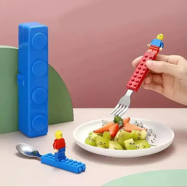 Blocks Lego Theme Folk And Spoon Set Kids