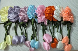 Hurrtale Multicolour Tulip Scrunchies Satin Tie Headband For Women - Pack Of 8