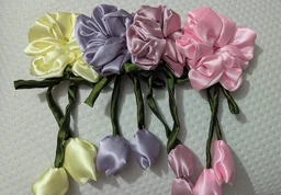 Hurrtale Multicolour Tulip Scrunchies Satin Tie Headband For Women - Pack Of 4