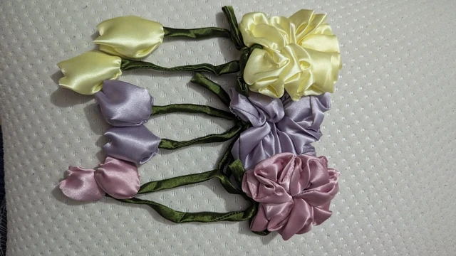 Hurrtale Multicolour Tulip Scrunchies Satin Tie Headband For Women - Pack Of 3