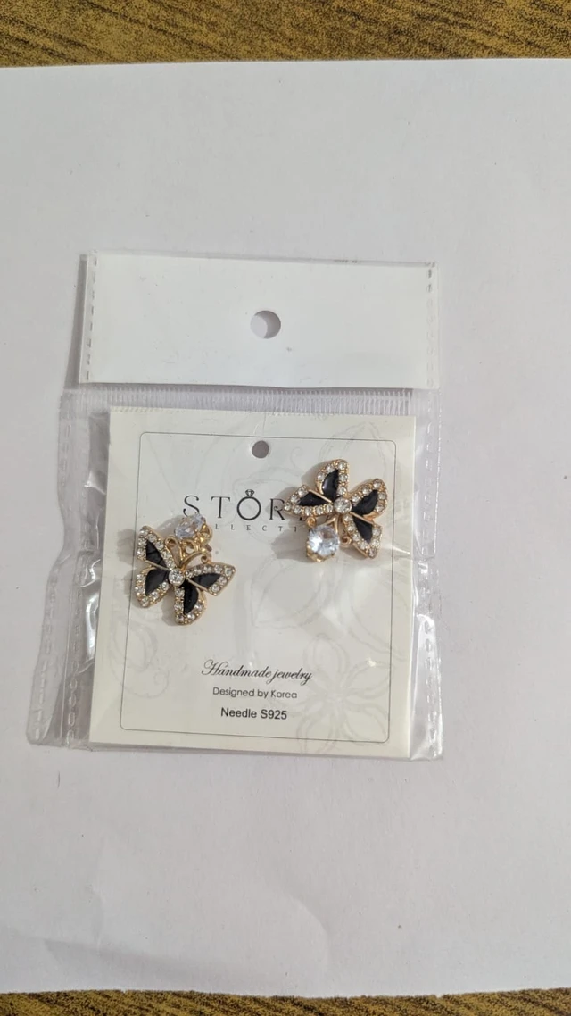 Noir Butterfly Crystal Earrings