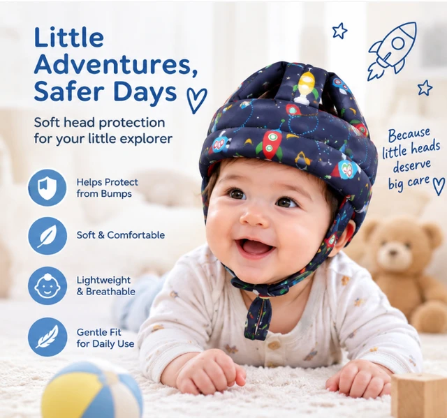 BabyPro Space Print Baby Helmet (Dark Blue)