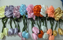 Hurrtale Multicolour Tulip Scrunchies Satin Tie Headband For Women - Pack Of 9