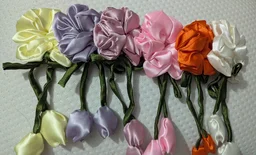Hurrtale Multicolour Tulip Scrunchies Satin Tie Headband For Women - Pack Of 6