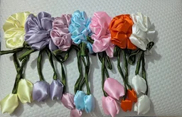 Hurrtale Multicolour Tulip Scrunchies Satin Tie Headband For Women - Pack Of 7