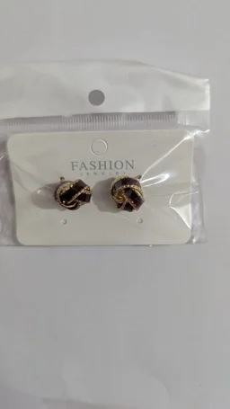 Maroon And Gold Fine Metal Knot Stud