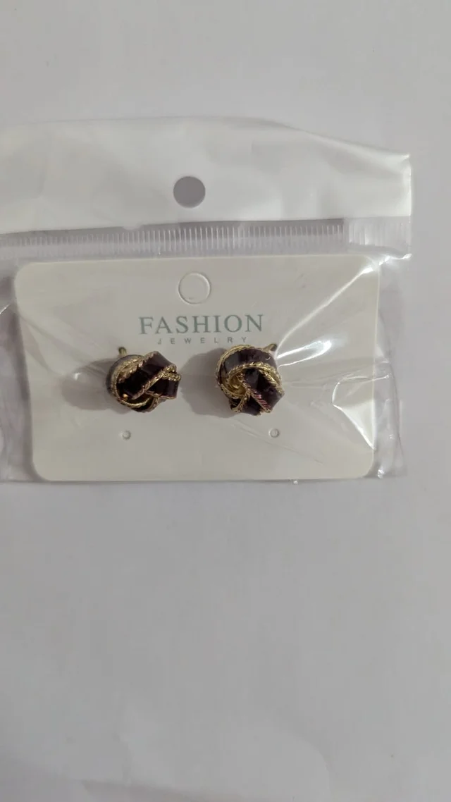 Maroon And Gold Fine Metal Knot Stud