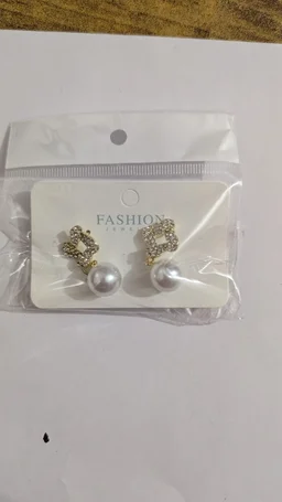 Crystal Pearl Square Drop Earrings