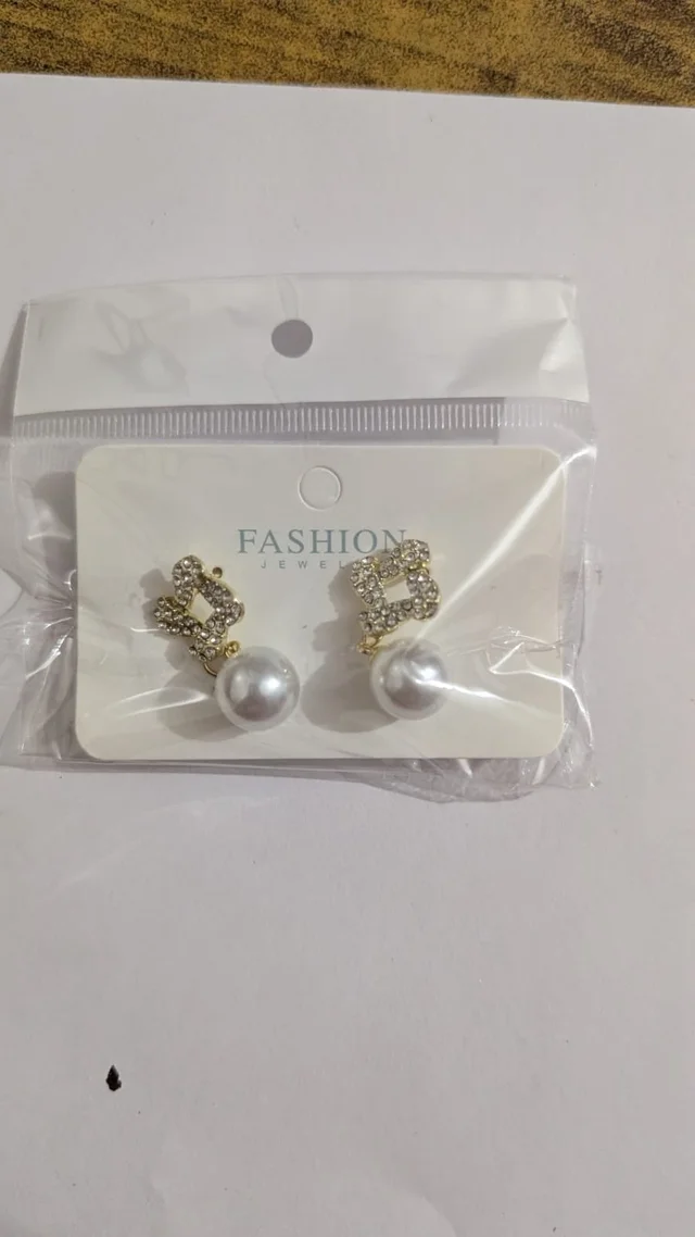 Crystal Pearl Square Drop Earrings