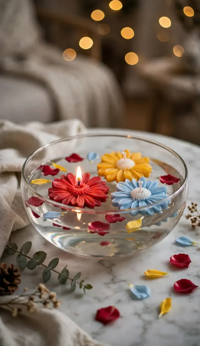 Spring Daisy - Floating Flower Candle Set of 3 (Multicolor)