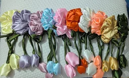 Hurrtale Multicolour Tulip Scrunchies Satin Tie Headband For Women - Pack Of 10