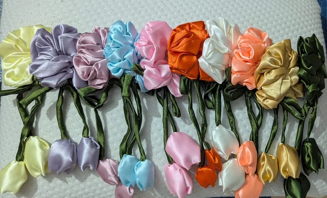 Hurrtale Multicolour Tulip Scrunchies Satin Tie Headband For Women - Pack Of 10