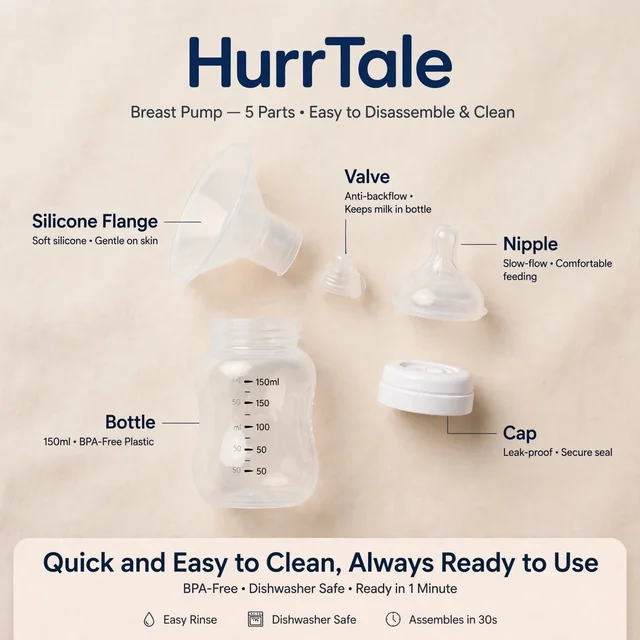 Hurrtale Transparent Manual Breast Pump 200 ml