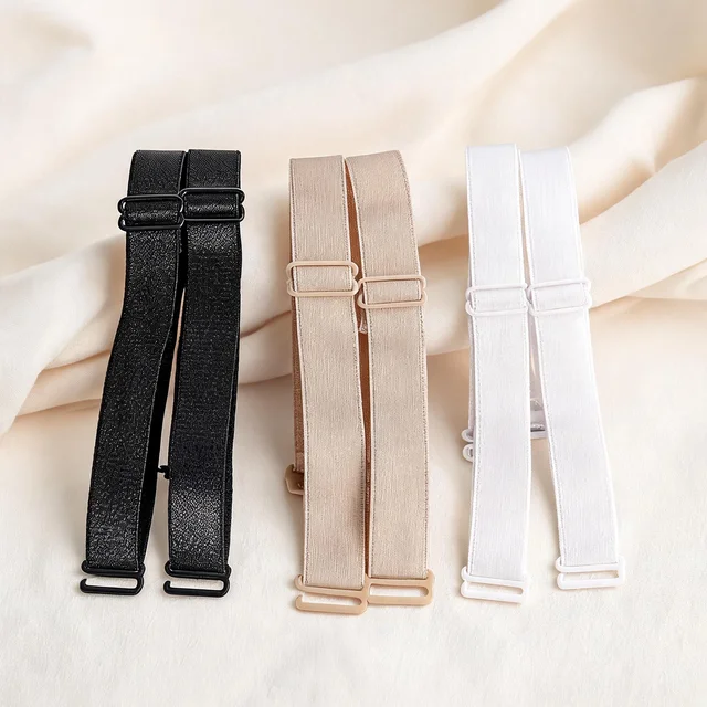Multicolor Polyester Adjustable Elastic Bra Straps For Women Pack Of 3