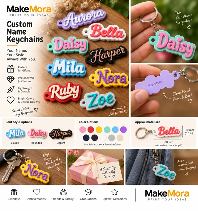 Custom Name 3D Printed Keychain