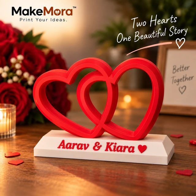 Personalized Double Heart Couple Name Stand