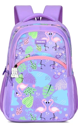 Beauty girl by Hotshot Flamingo 1658 School Bagpack (Pink/Purple/Green)