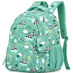 Beauty Girl By Hotshot Book Buddy 1832 School Bag Green Panda With Pouch