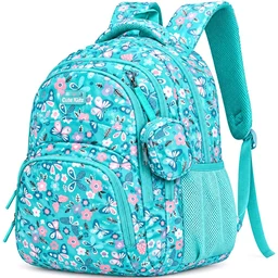 Beauty Girl By Hotshot Book Buddy 1832 School Bag Light Green Butterfly With Pouch