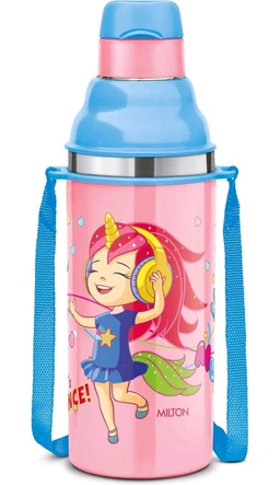 Milton Kool Stunner 400 Kids Insulated Inner Steel With Straw Sipper Bottle Pink
