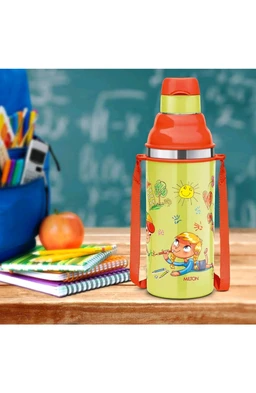 Milton Kool Stunner 400 Kids Insulated Inner Steel With Straw Sipper Bottle Sea Green